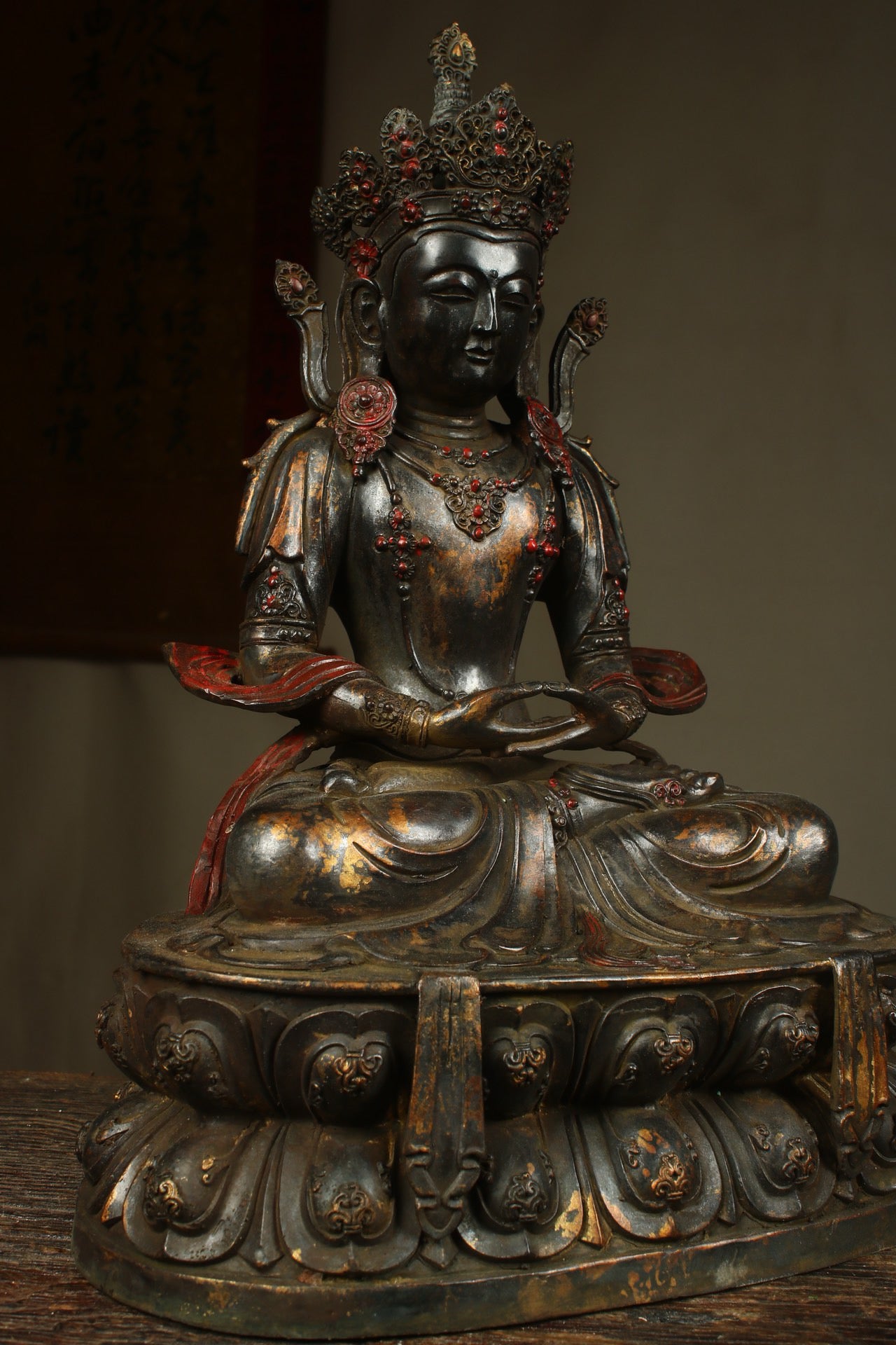 Handcrafted copper gilded Guanyin statue