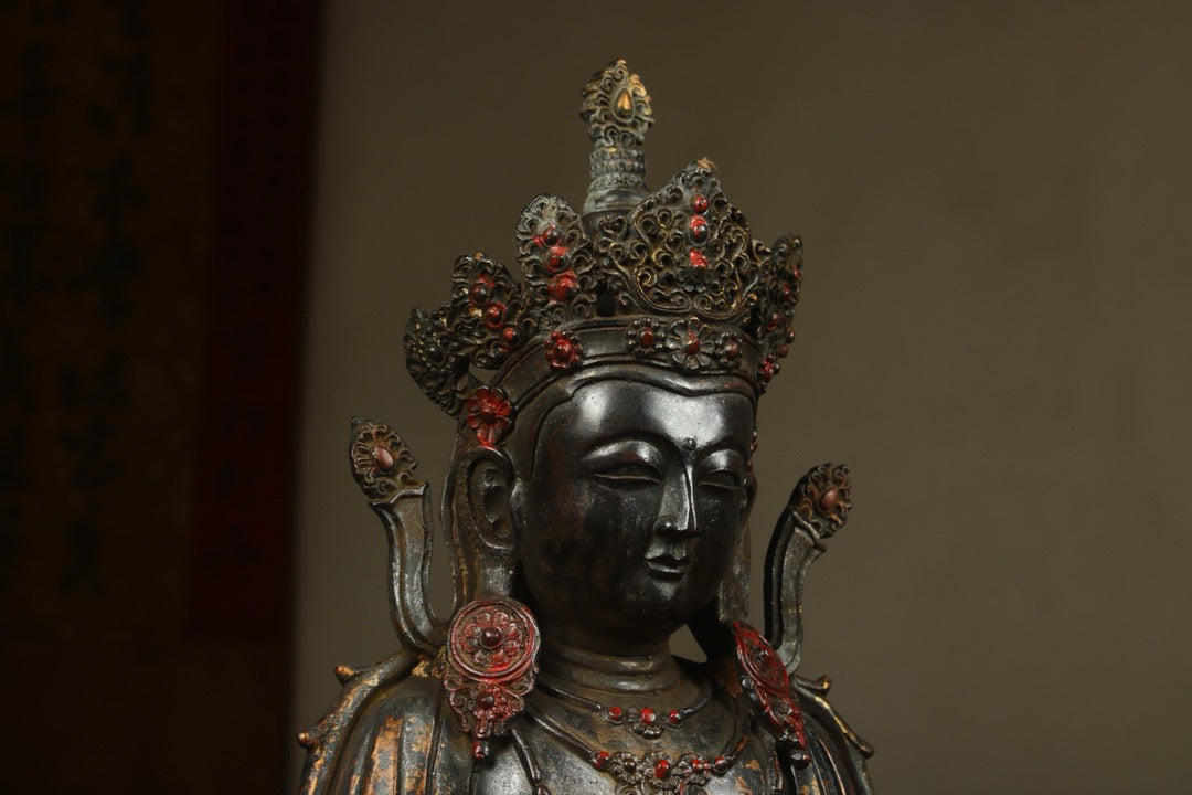 Handcrafted copper gilded Guanyin statue