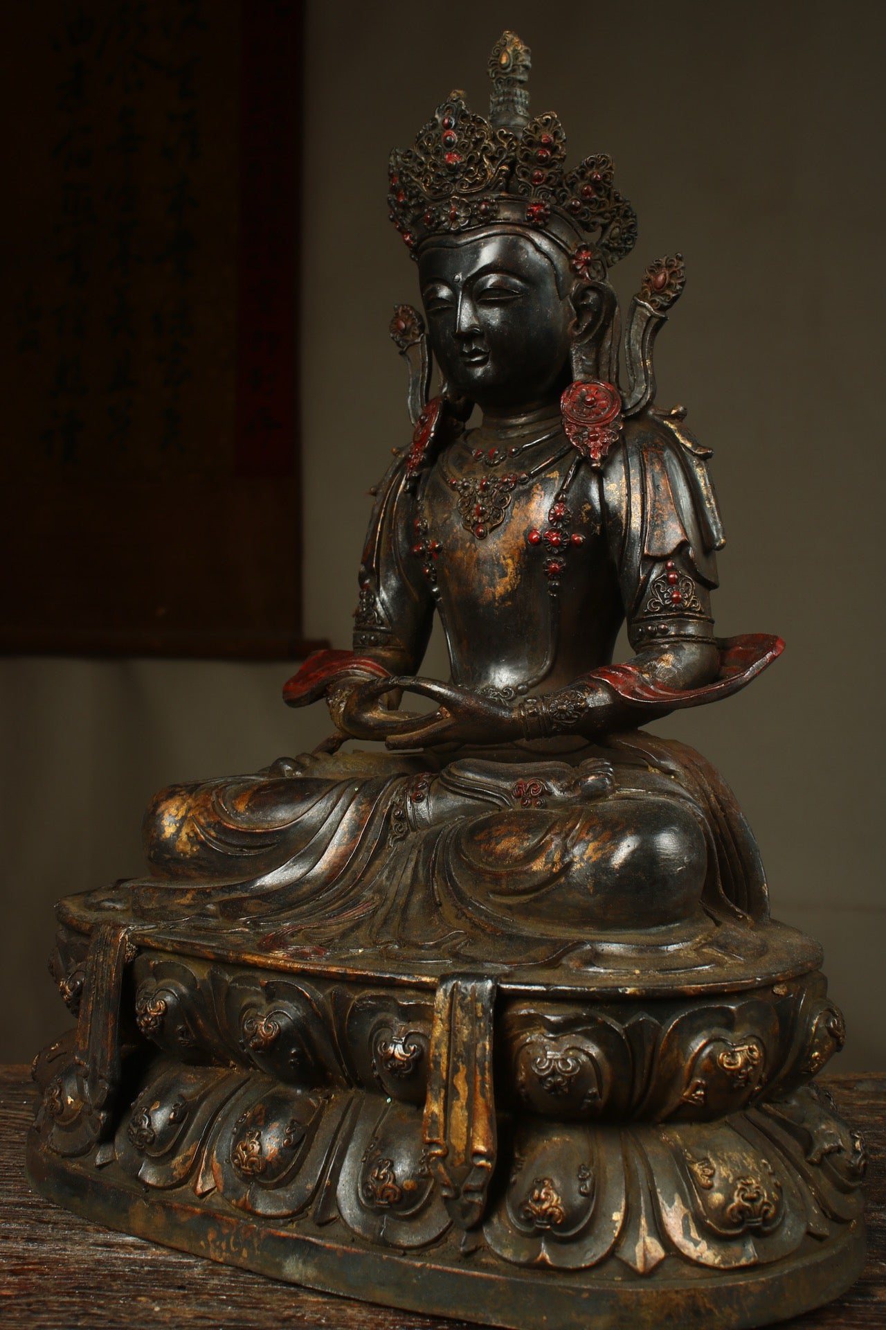 Handcrafted copper gilded Guanyin statue
