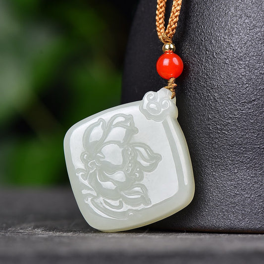 Hotan Jade Lotus Pendant