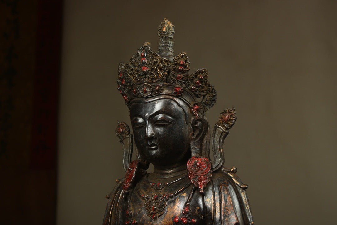 Handcrafted copper gilded Guanyin statue