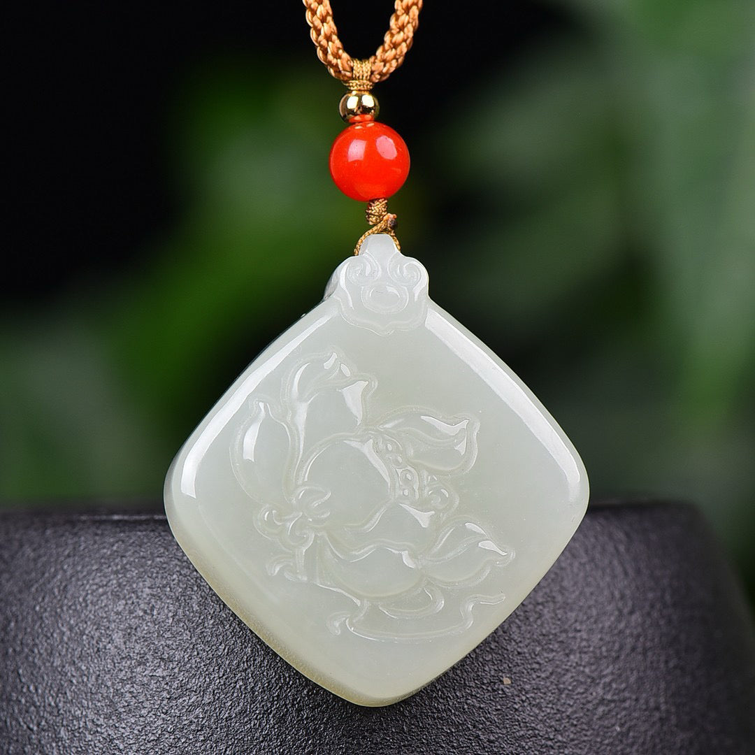 Hotan Jade Lotus Pendant