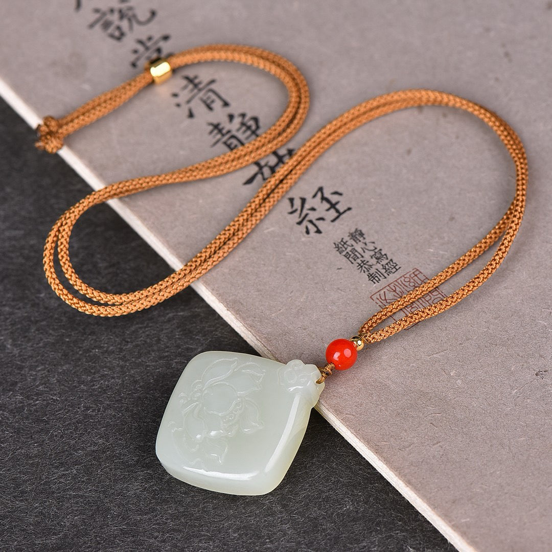 Hotan Jade Lotus Pendant