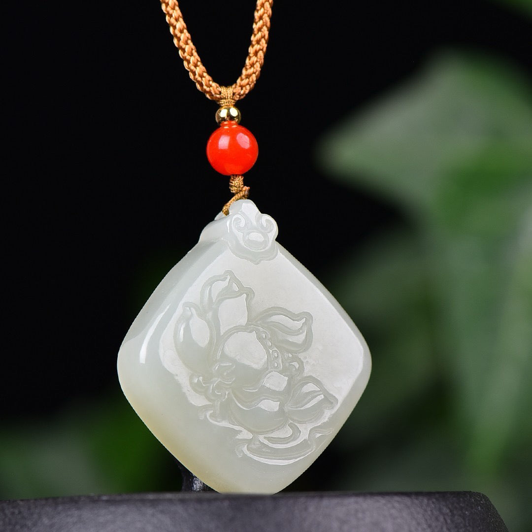 Hotan Jade Lotus Pendant