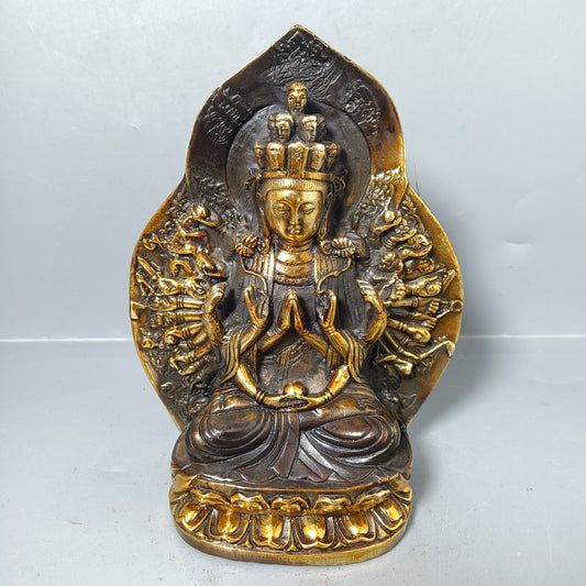 Chinese antique pure copper thousand handed Guanyin ornaments