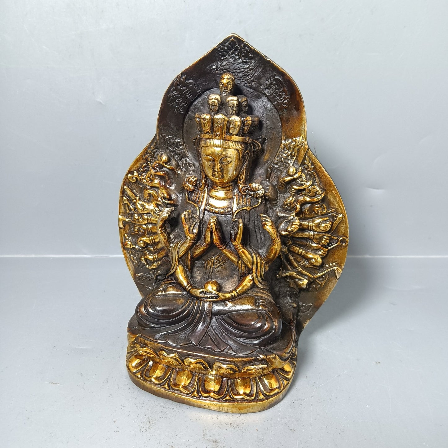 Chinese antique pure copper thousand handed Guanyin ornaments