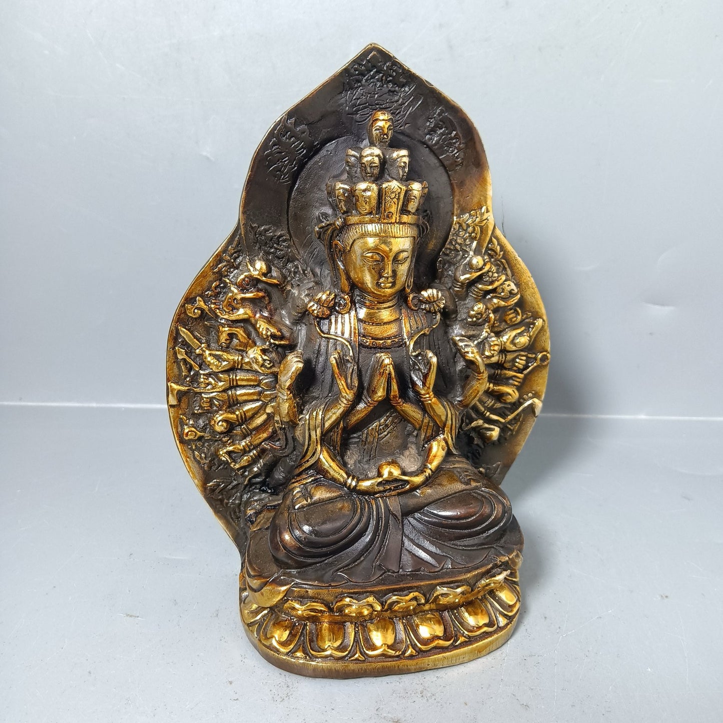 Chinese antique pure copper thousand handed Guanyin ornaments
