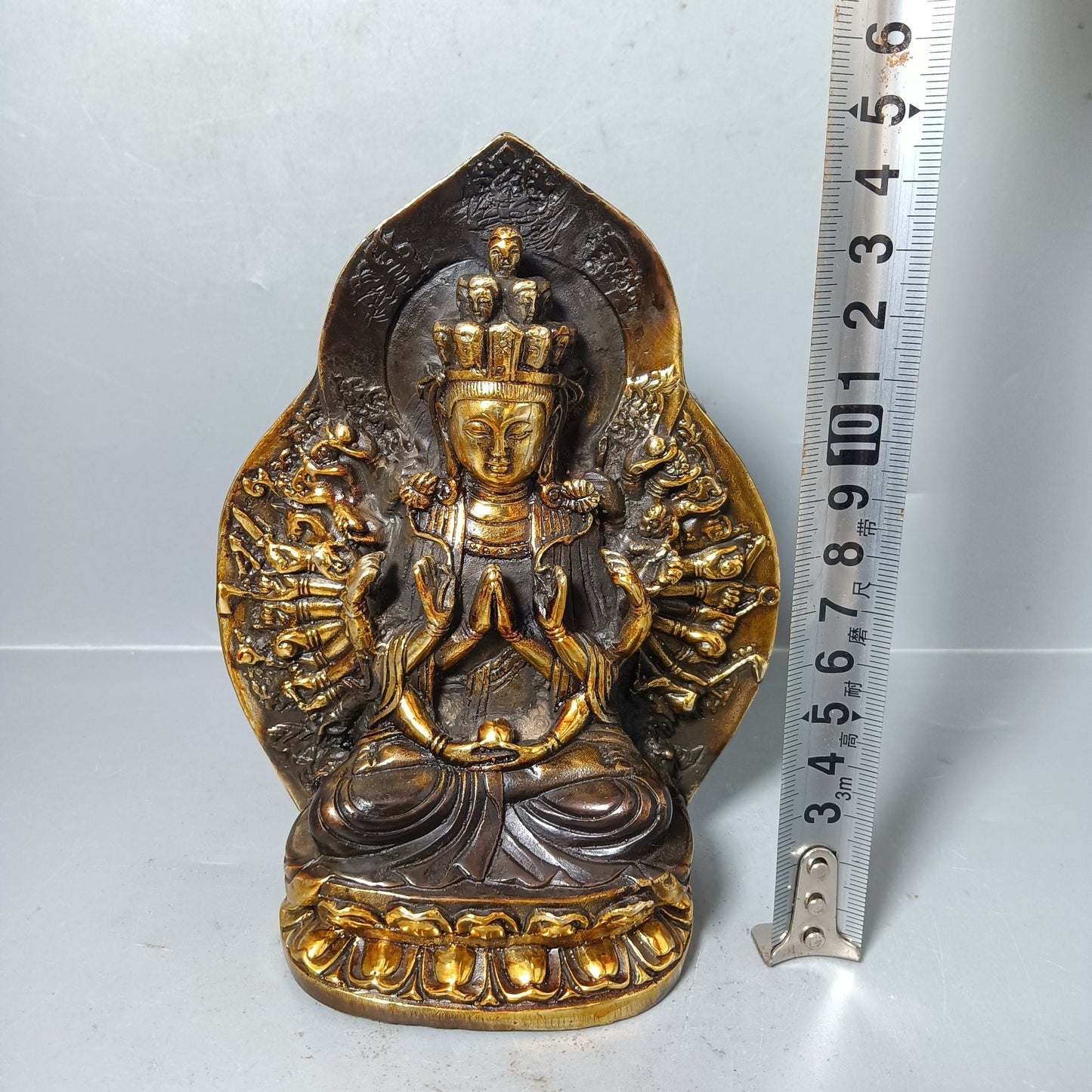 Chinese antique pure copper thousand handed Guanyin ornaments