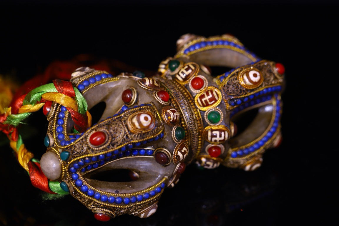 Crystal handmade filigree inlaid gemstones, celestial bead artifacts