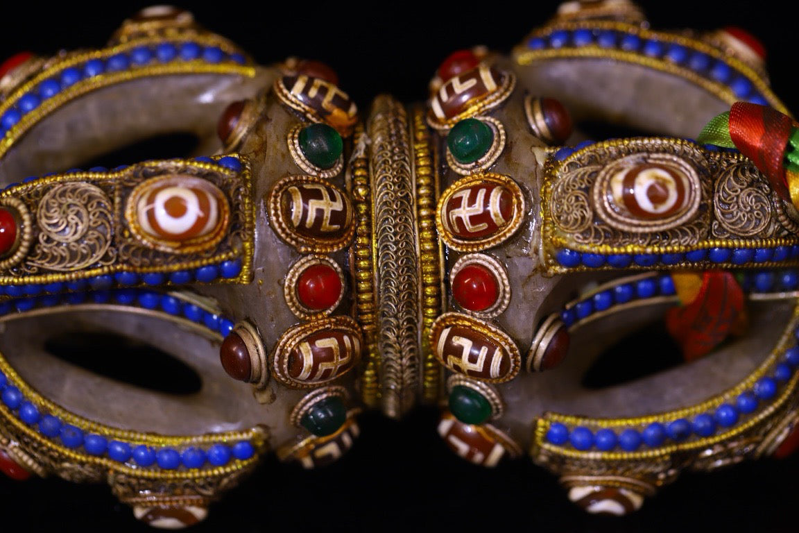 Crystal handmade filigree inlaid gemstones, celestial bead artifacts