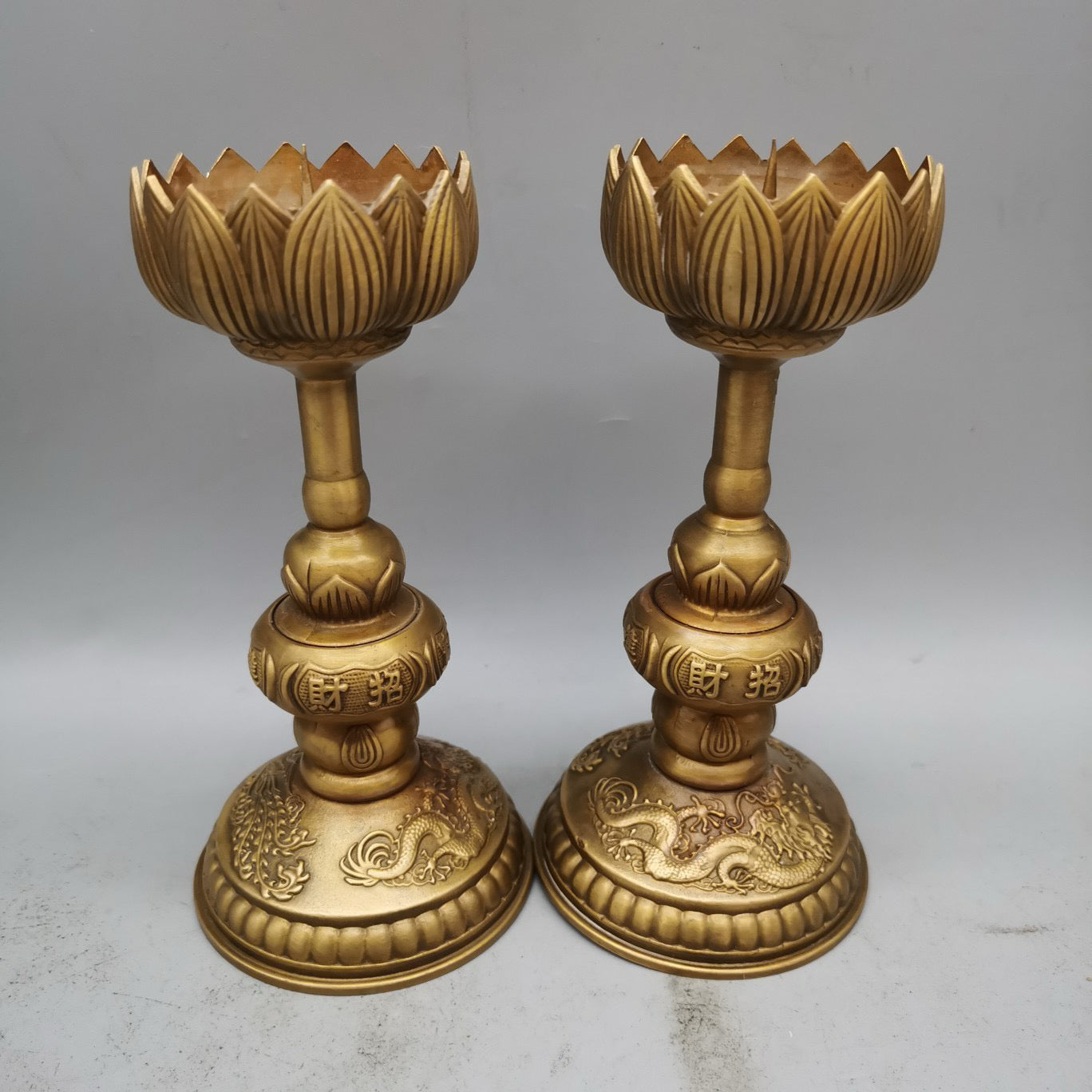 Chinese style pure copper needle shaped lotus wax platform base