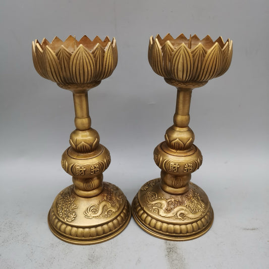 Chinese style pure copper needle shaped lotus wax platform base