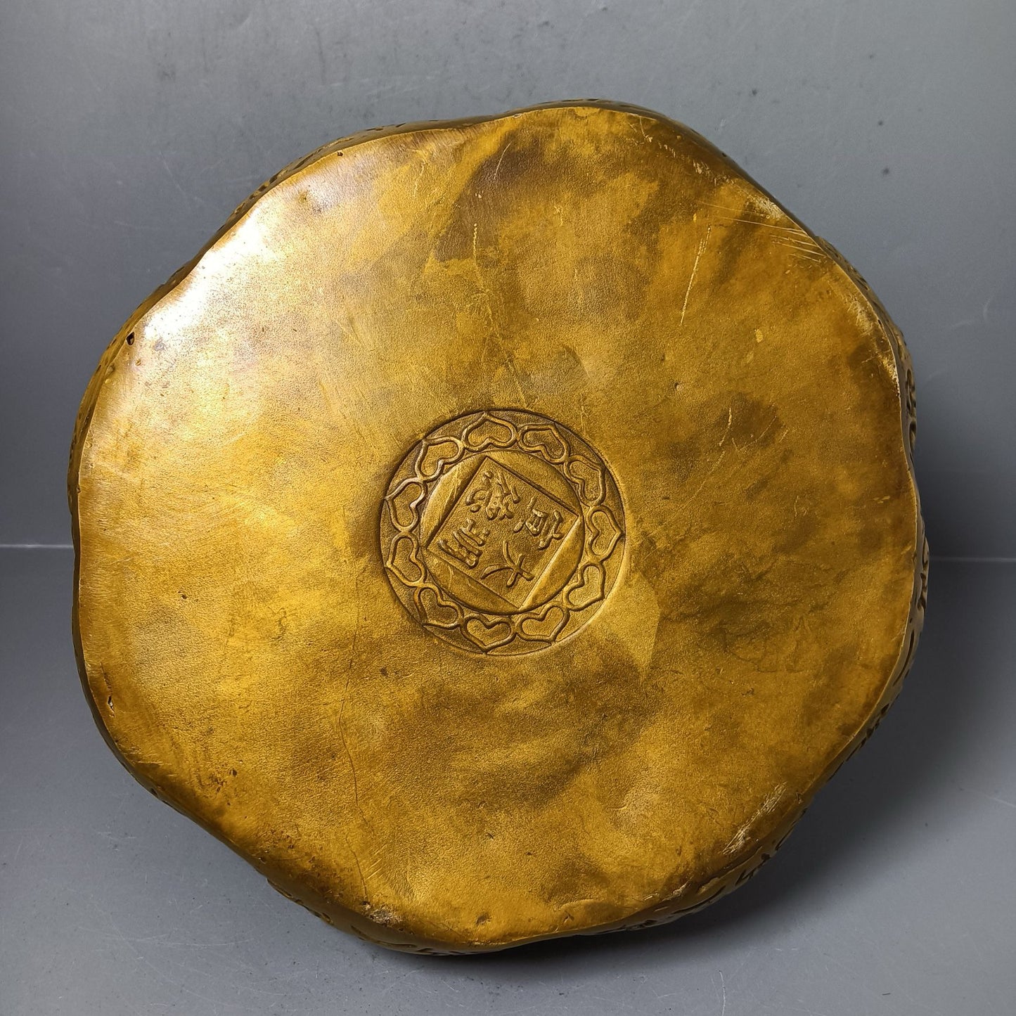Chinese antique pure copper golden toad ornaments