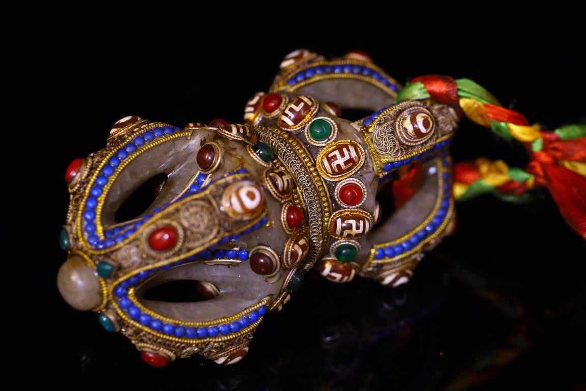 Crystal handmade filigree inlaid gemstones, celestial bead artifacts