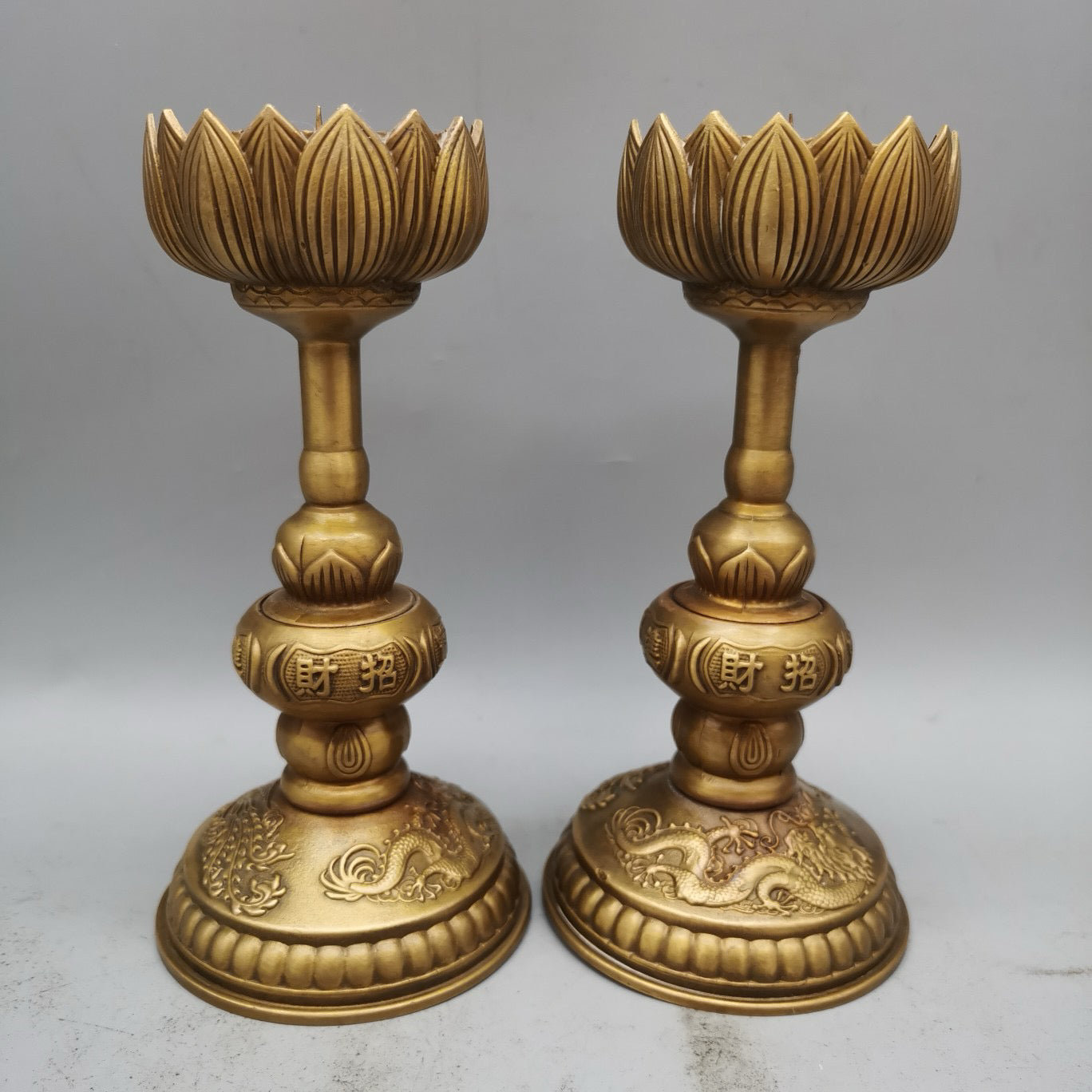Chinese style pure copper needle shaped lotus wax platform base