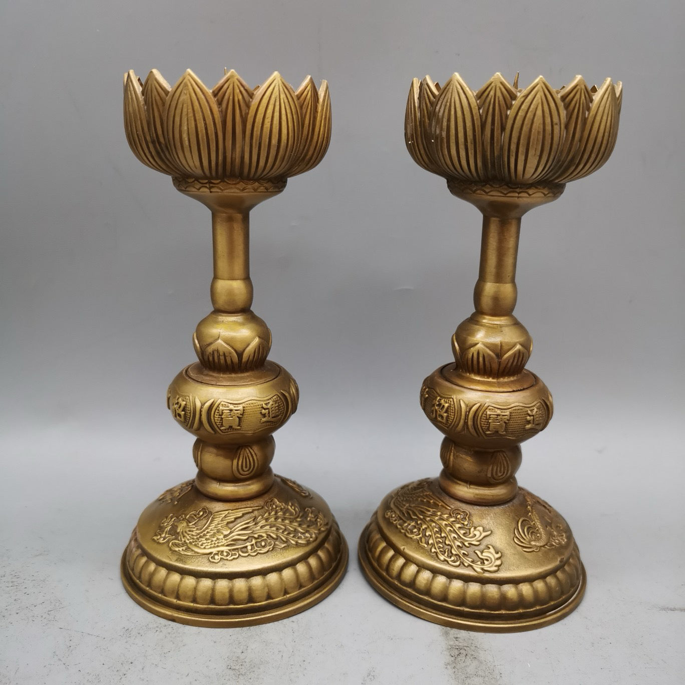 Chinese style pure copper needle shaped lotus wax platform base