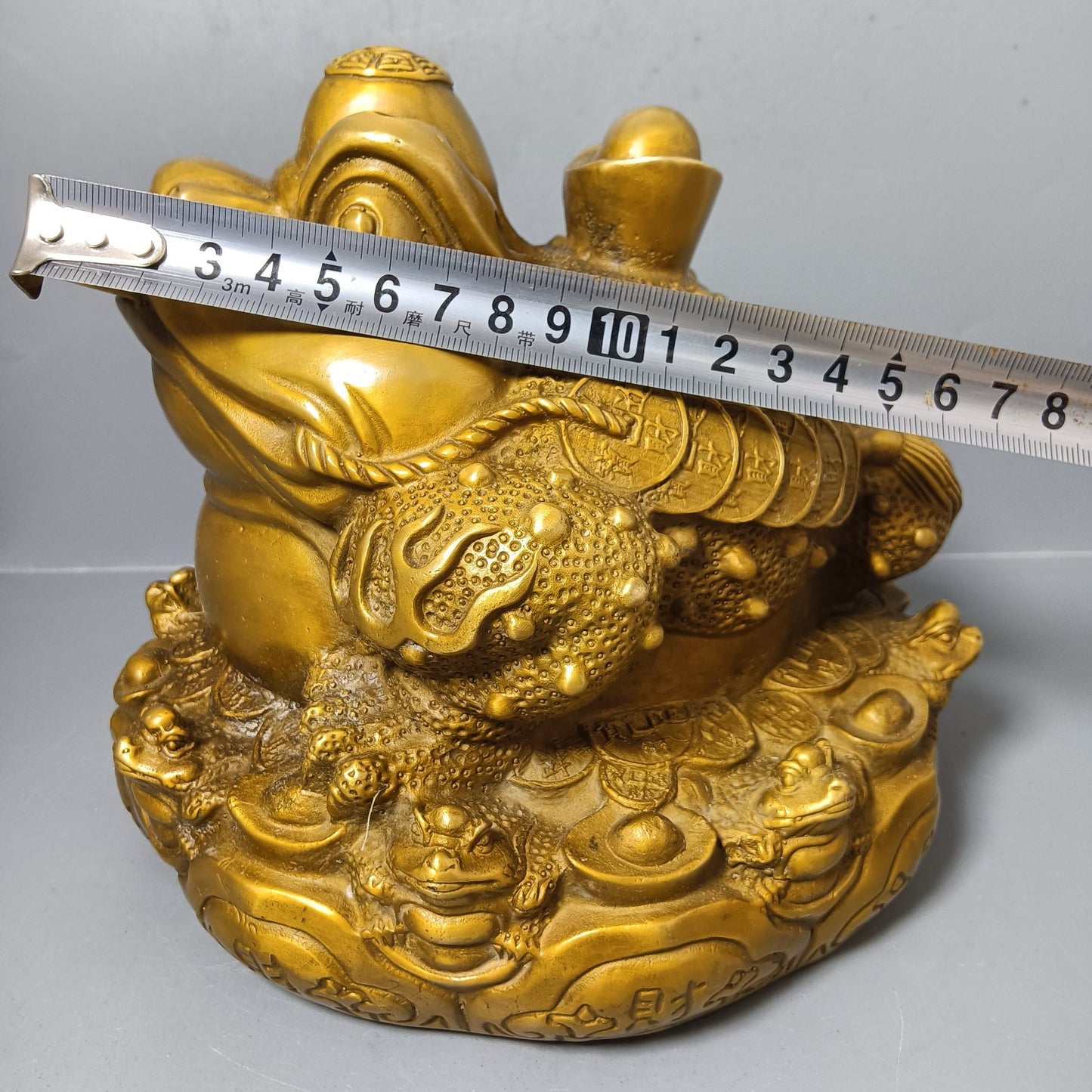 Chinese antique pure copper golden toad ornaments