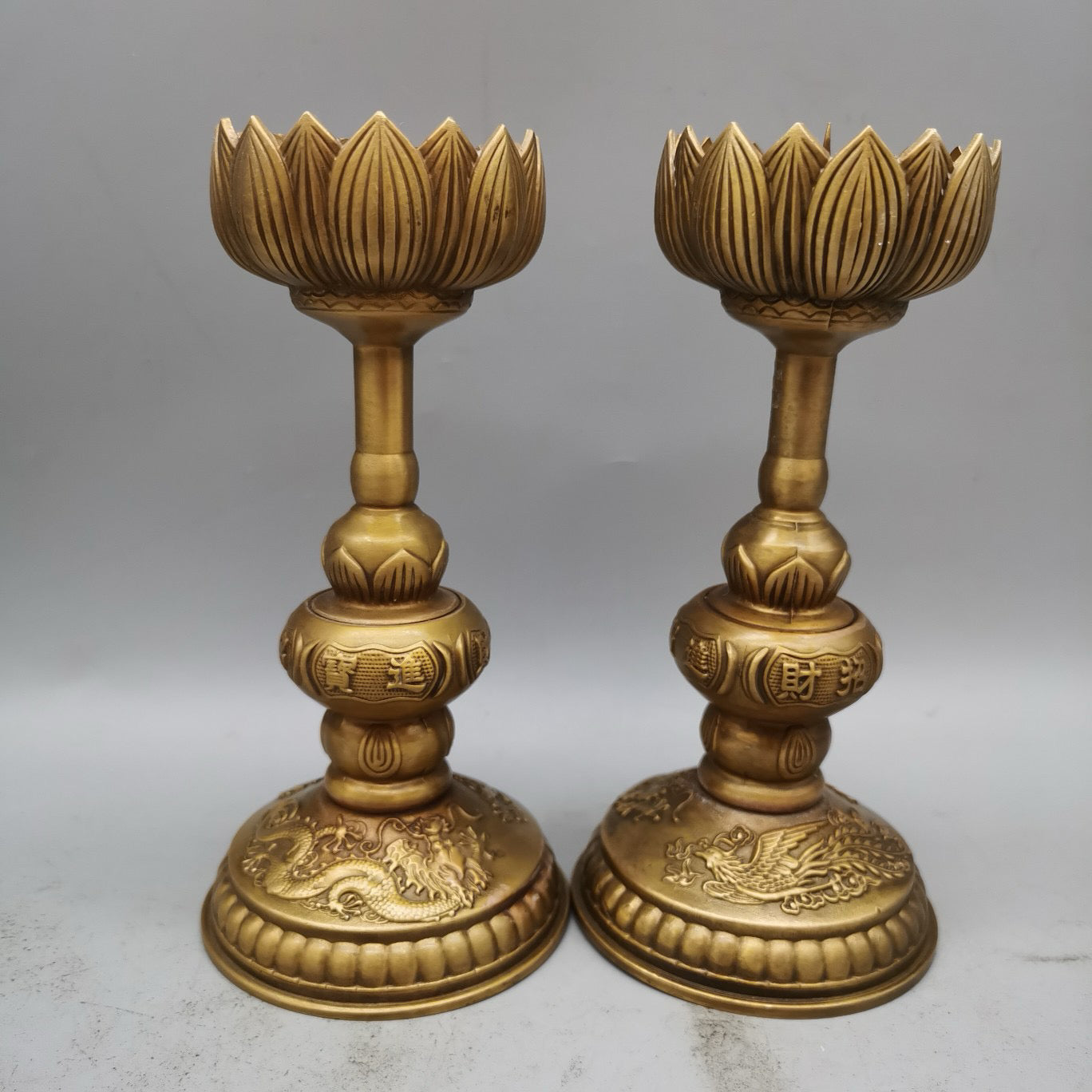 Chinese style pure copper needle shaped lotus wax platform base