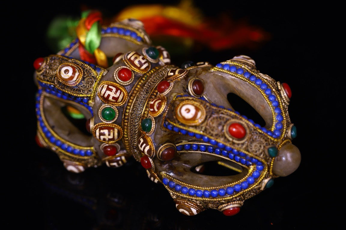 Crystal handmade filigree inlaid gemstones, celestial bead artifacts