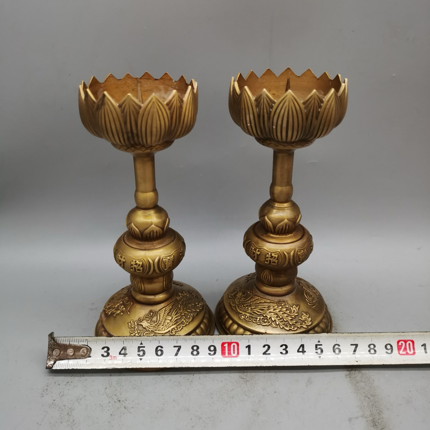 Chinese style pure copper needle shaped lotus wax platform base