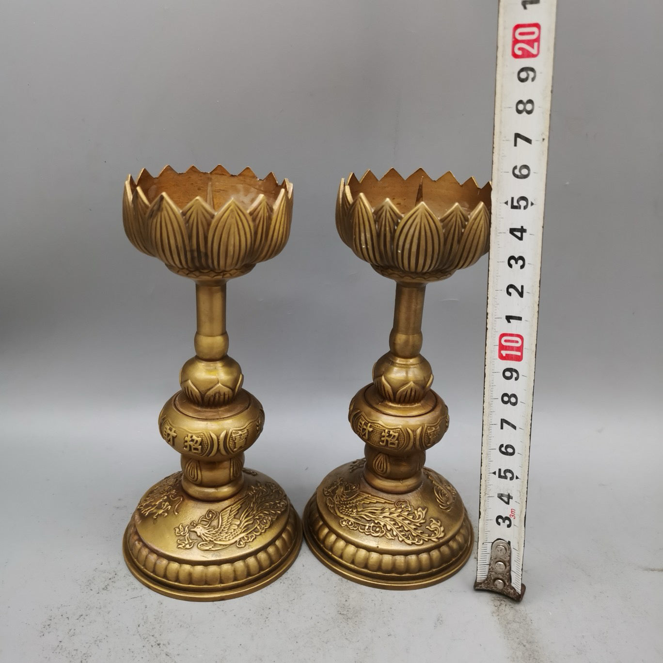 Chinese style pure copper needle shaped lotus wax platform base