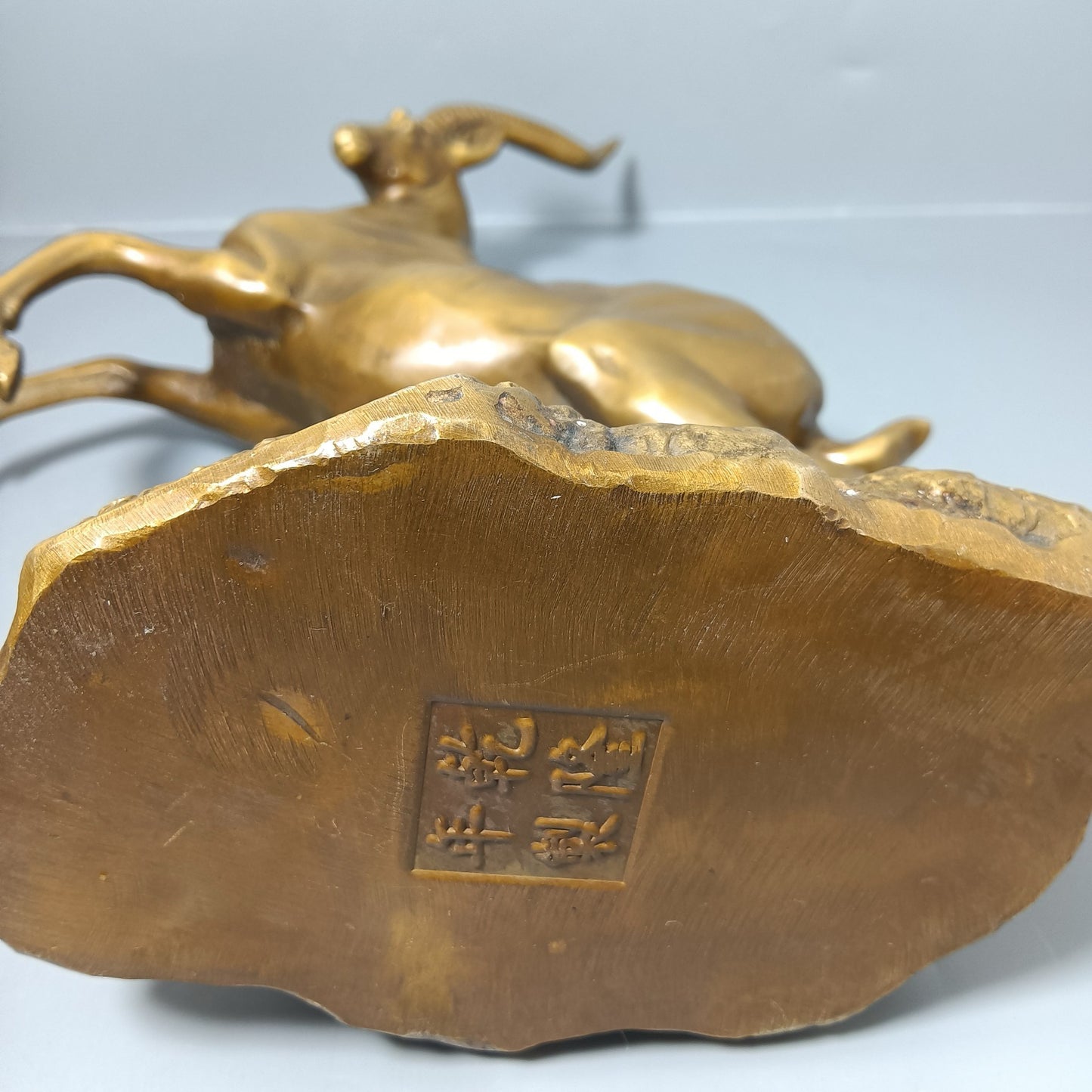 Chinese antique pure copper leading sheep ornament