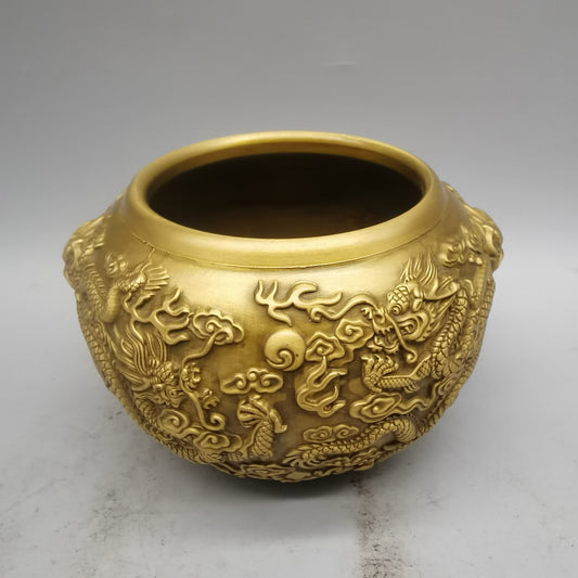 Double Dragon Vase Treasure Bowl Ornament