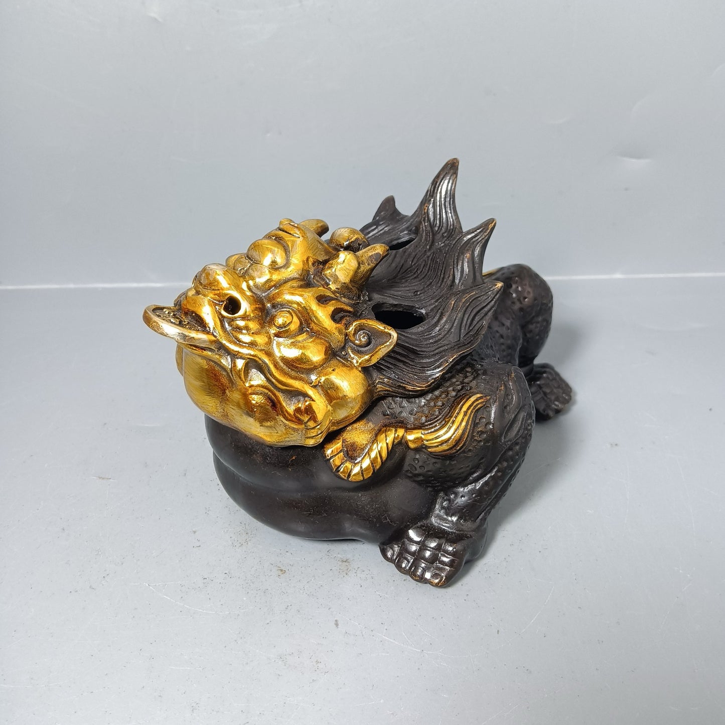 Chinese antique pure copper golden toad ornaments