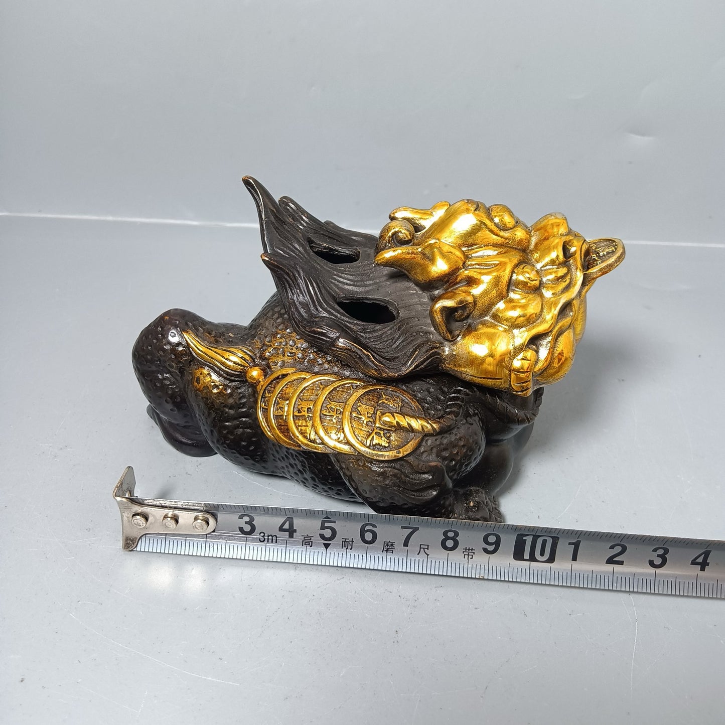 Chinese antique pure copper golden toad ornaments