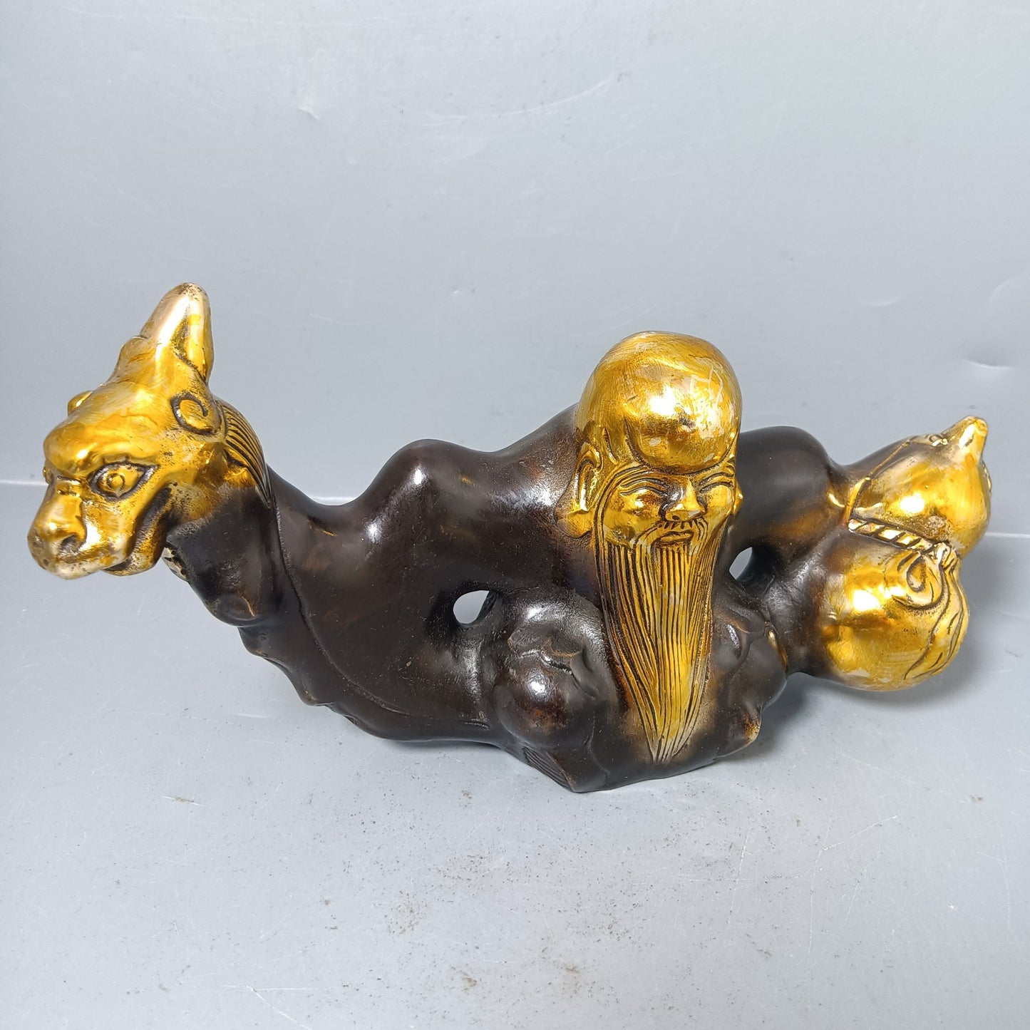 Chinese antique pure copper pen holder ornaments