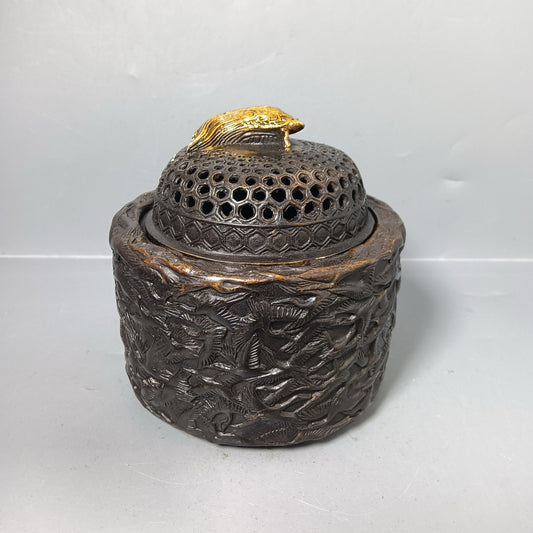 Chinese antique pure copper Qianhe furnace ornaments