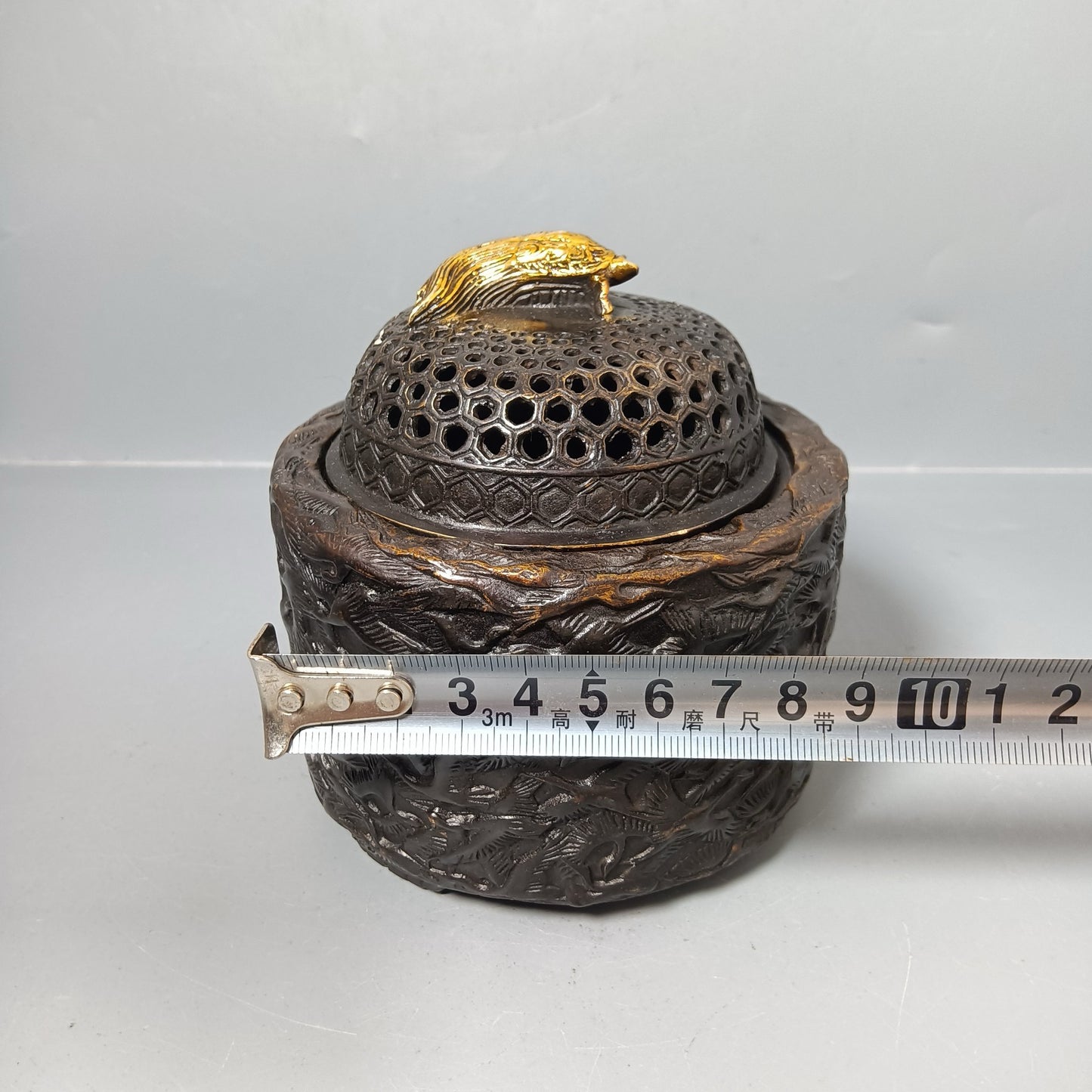 Chinese antique pure copper Qianhe furnace ornaments
