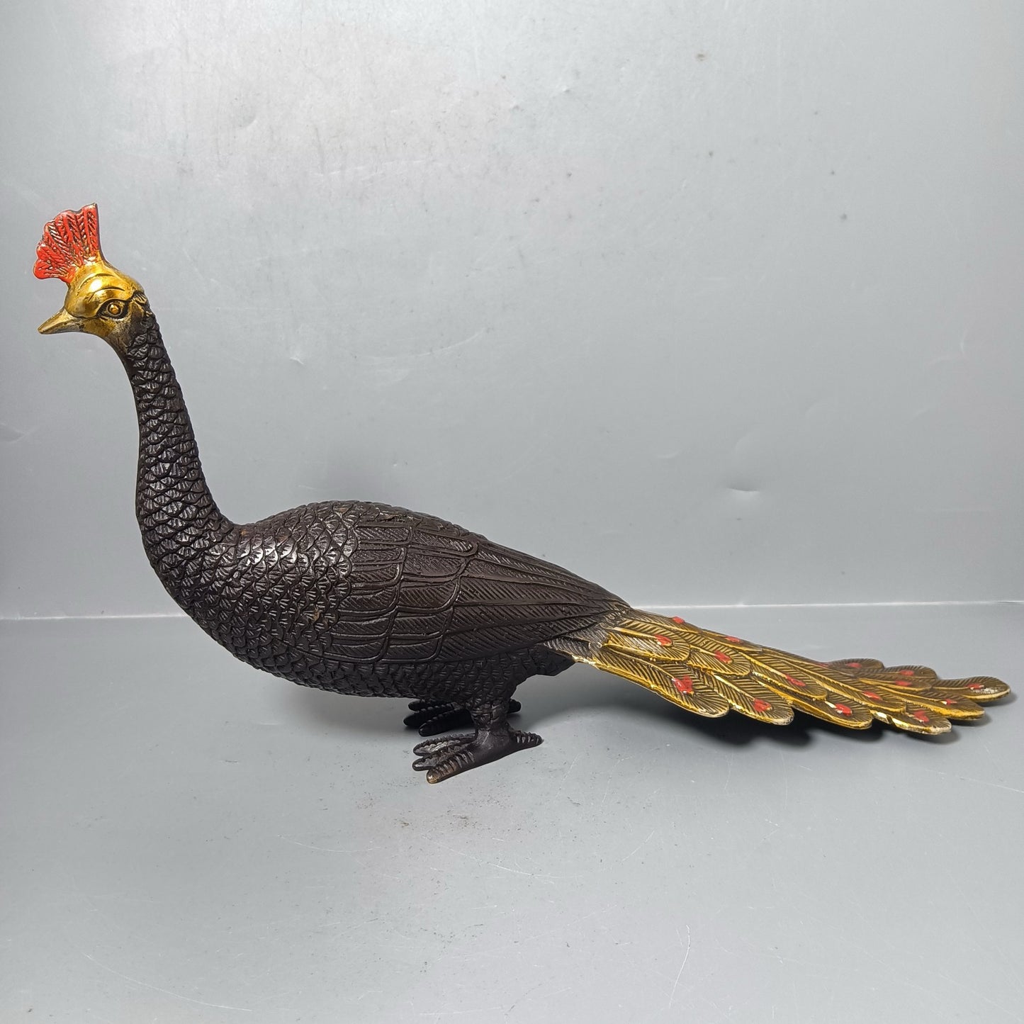 Chinese antique pure copper peacock ornaments
