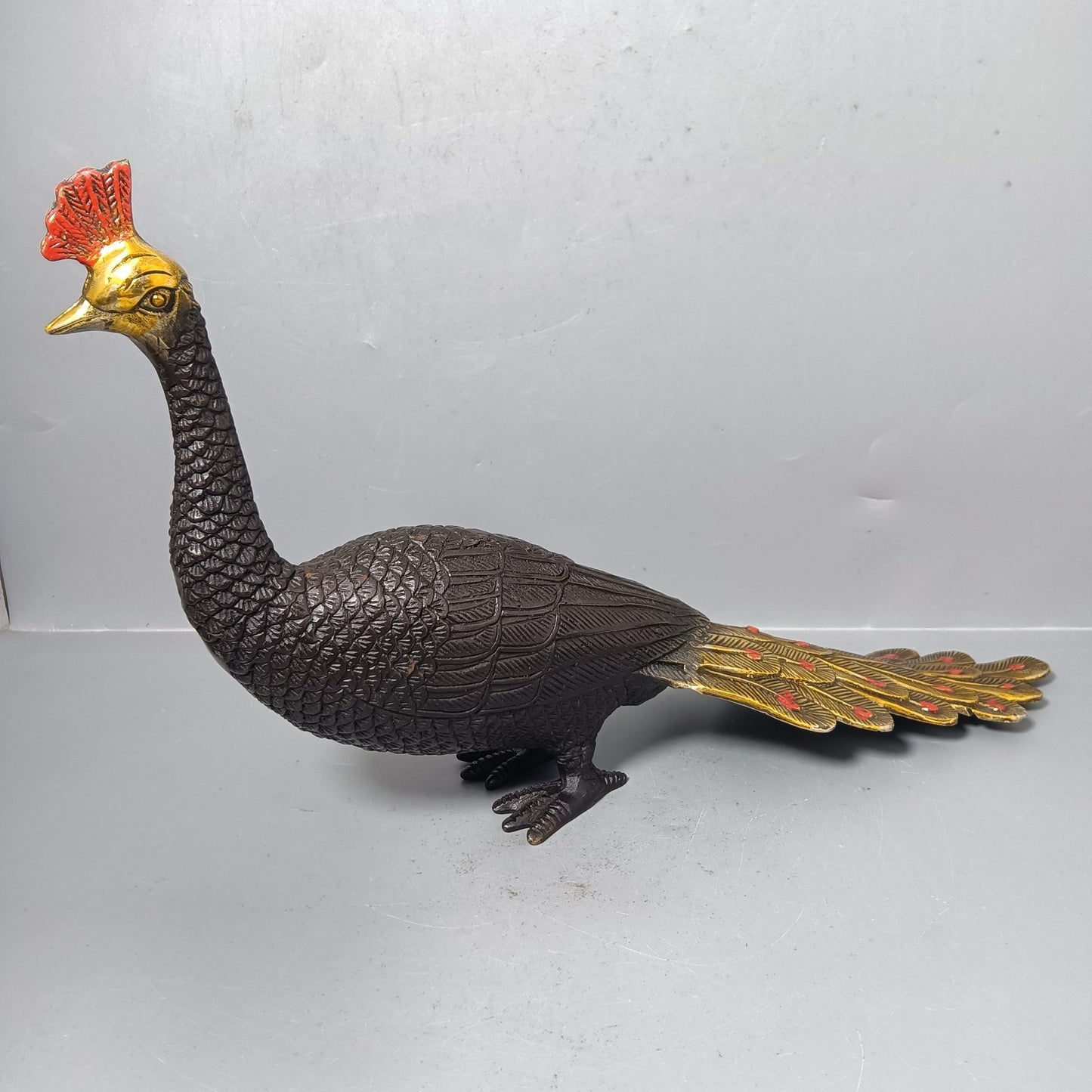 Chinese antique pure copper peacock ornaments