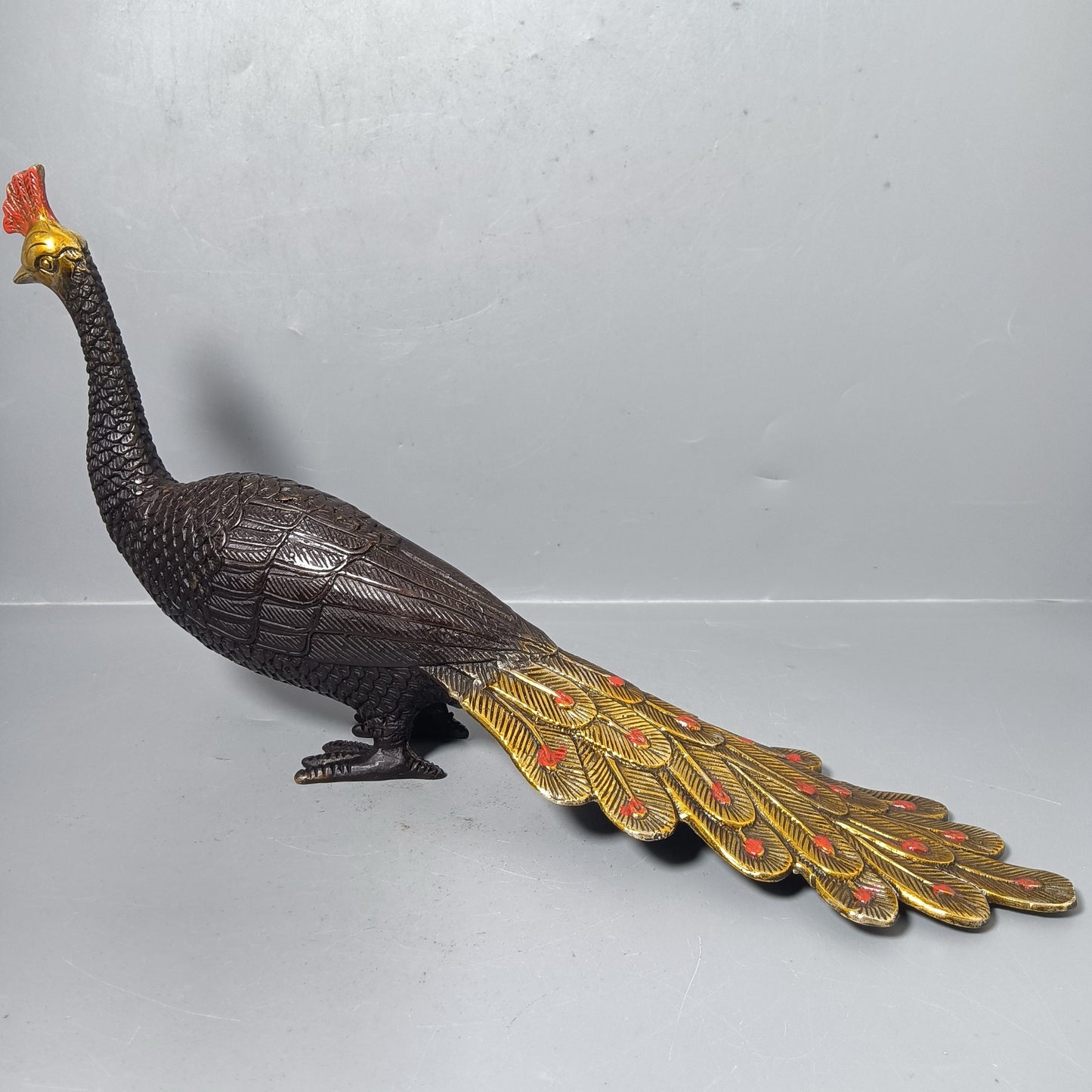 Chinese antique pure copper peacock ornaments