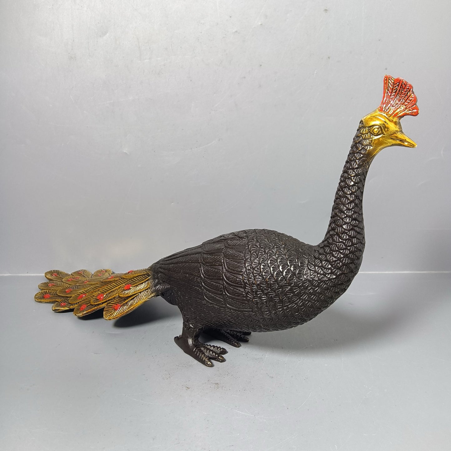 Chinese antique pure copper peacock ornaments