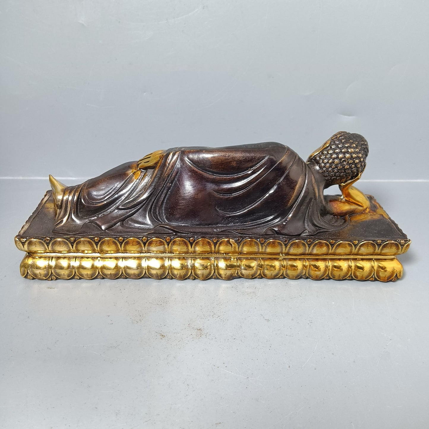 Chinese antique pure copper sleeping Buddha ornaments
