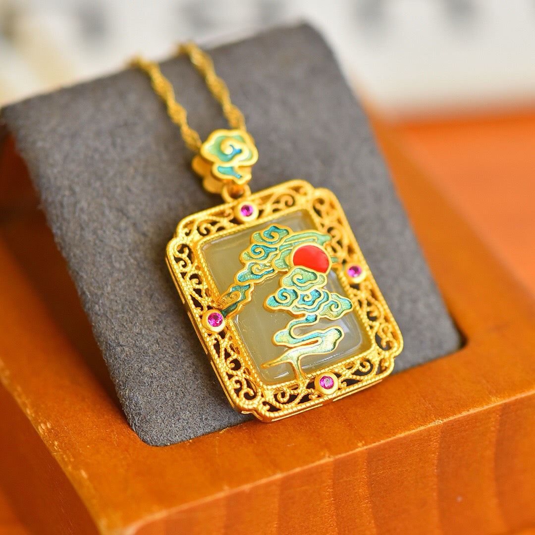 Silver Hotan Jade Xiangyun Fashion Pendant