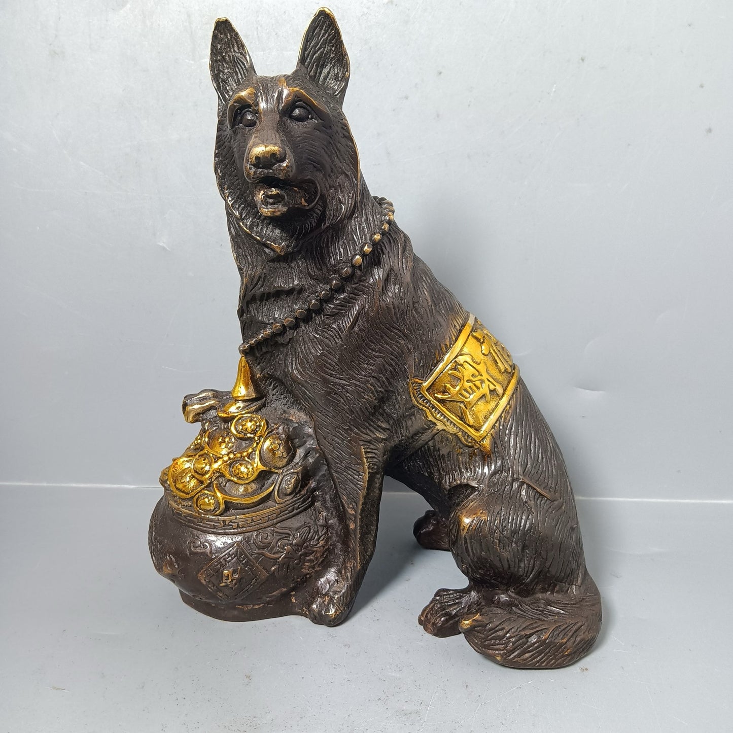 Chinese antique pure copper lucky dog ornament