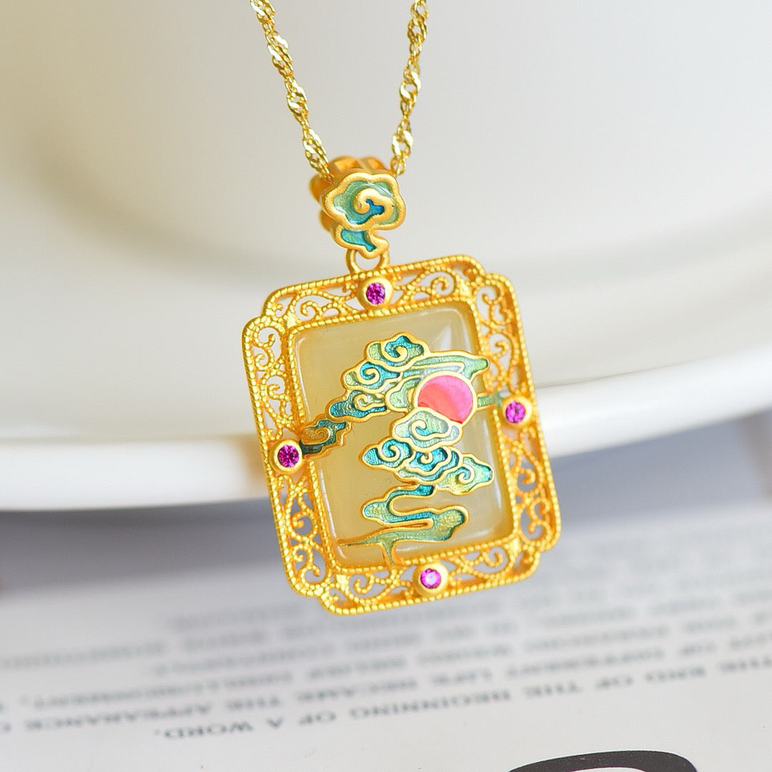 Silver Hotan Jade Xiangyun Fashion Pendant