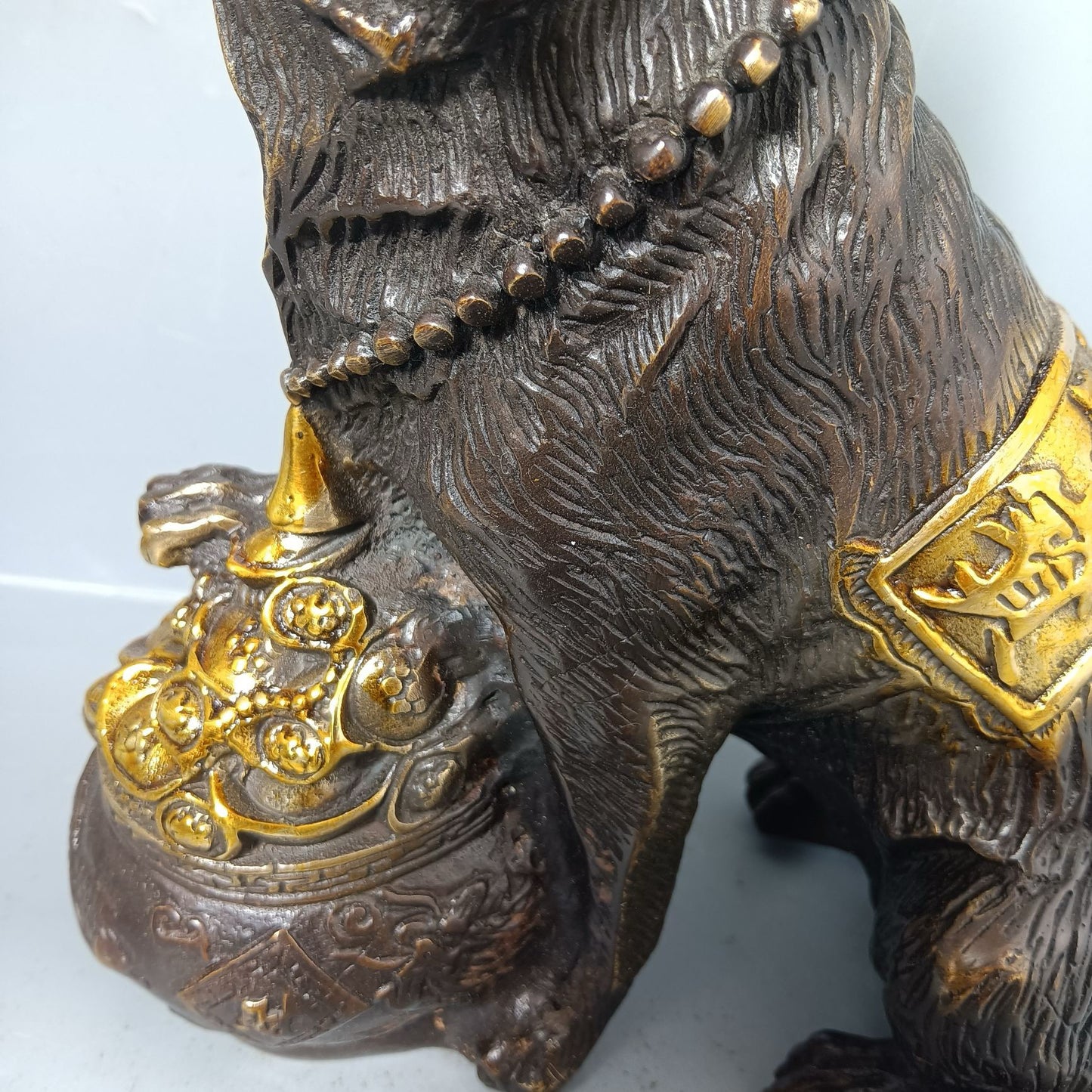 Chinese antique pure copper lucky dog ornament