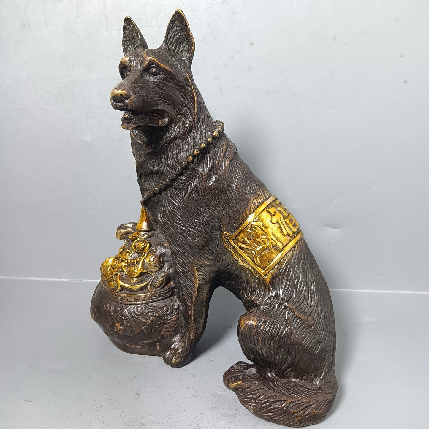 Chinese antique pure copper lucky dog ornament