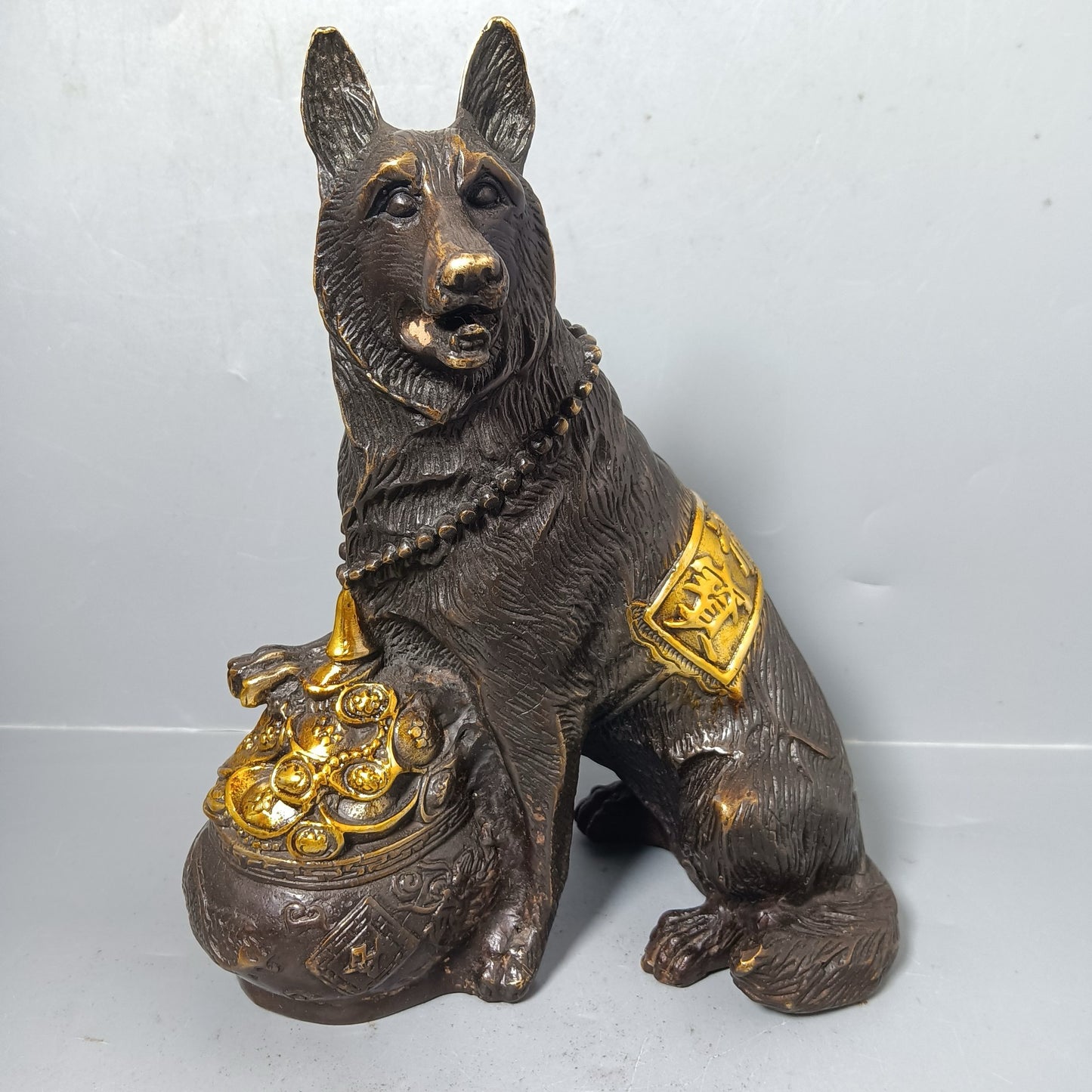 Chinese antique pure copper lucky dog ornament