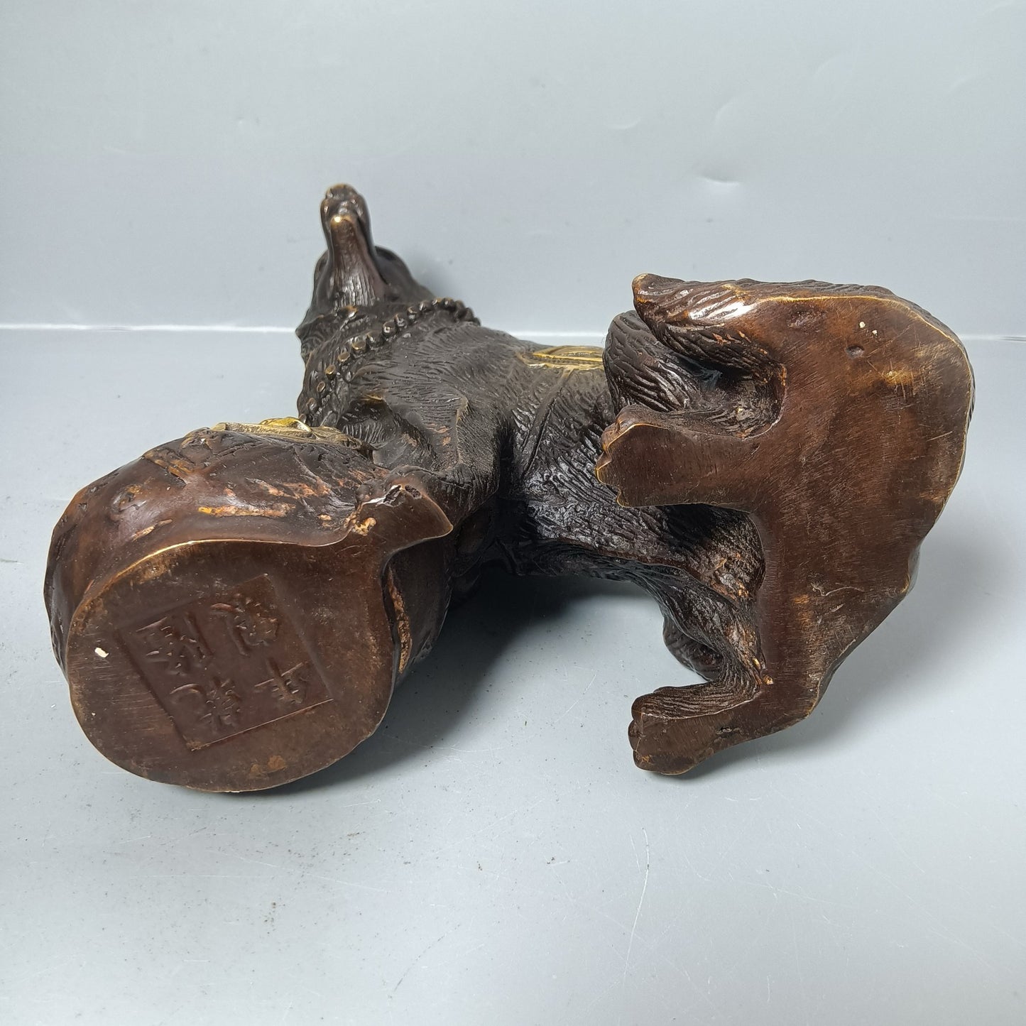 Chinese antique pure copper lucky dog ornament