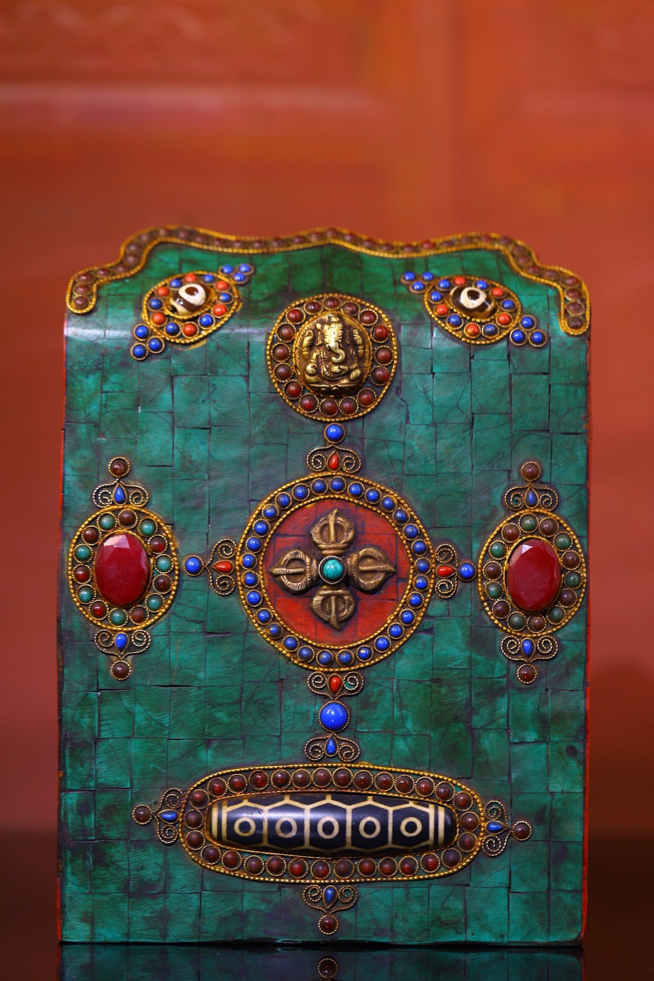 Handmade filigree inlaid gemstones, heavenly pearl Buddha niches
