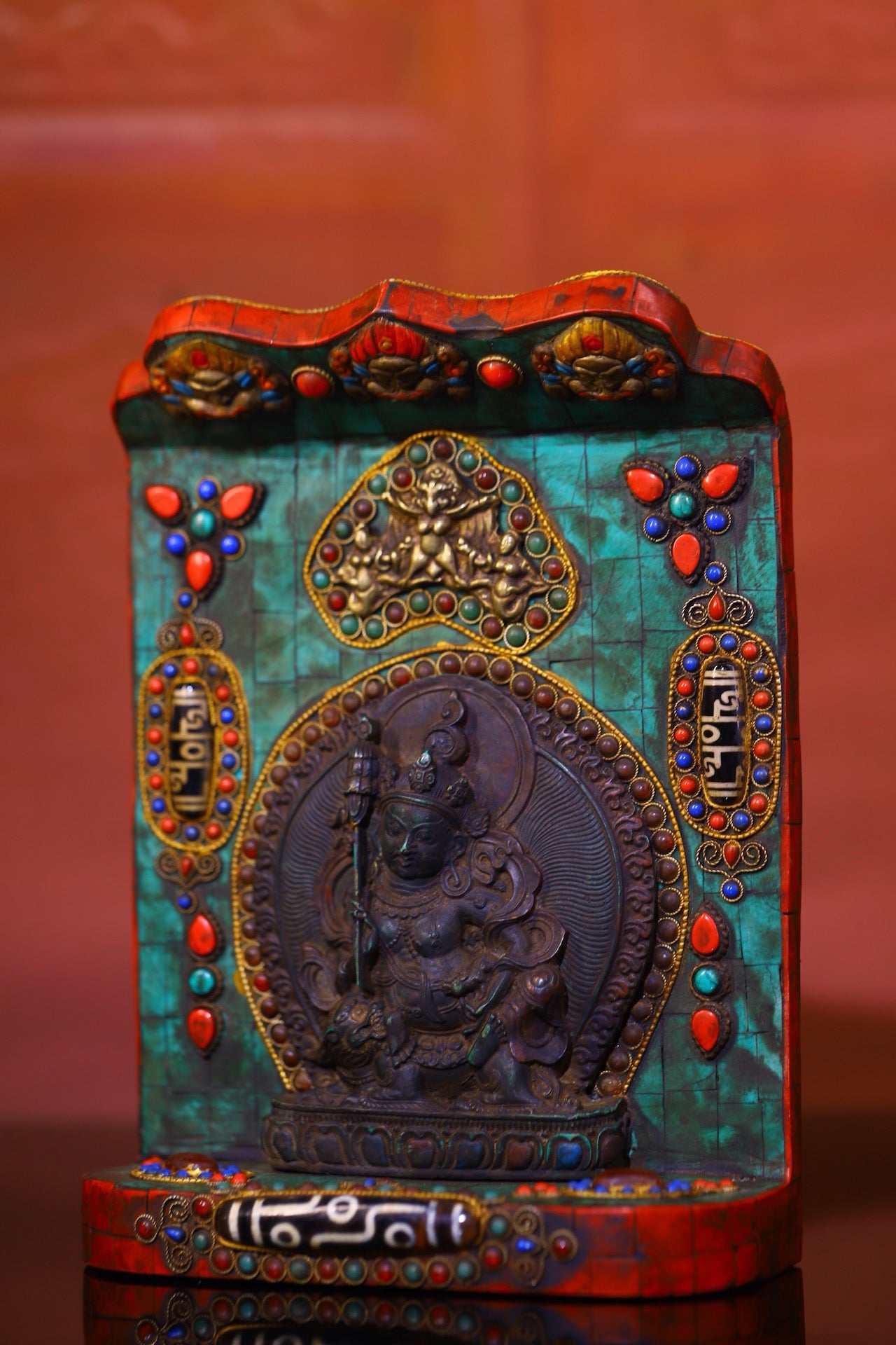 Handmade filigree inlaid gemstones, heavenly pearl Buddha niches