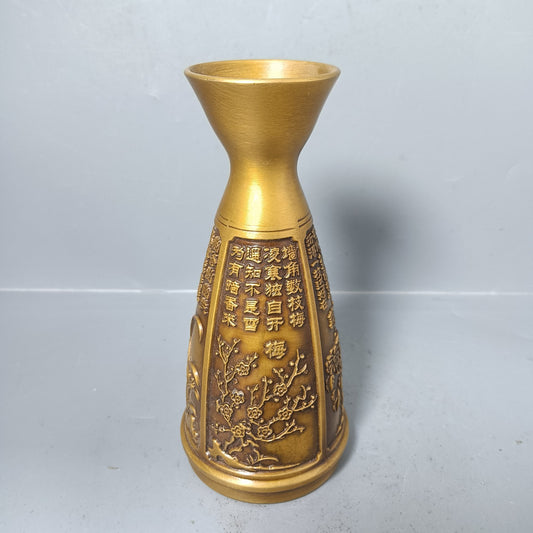 Chinese Antique Pure Copper Plum Orchid Bamboo Chrysanthemum Vase Decoration