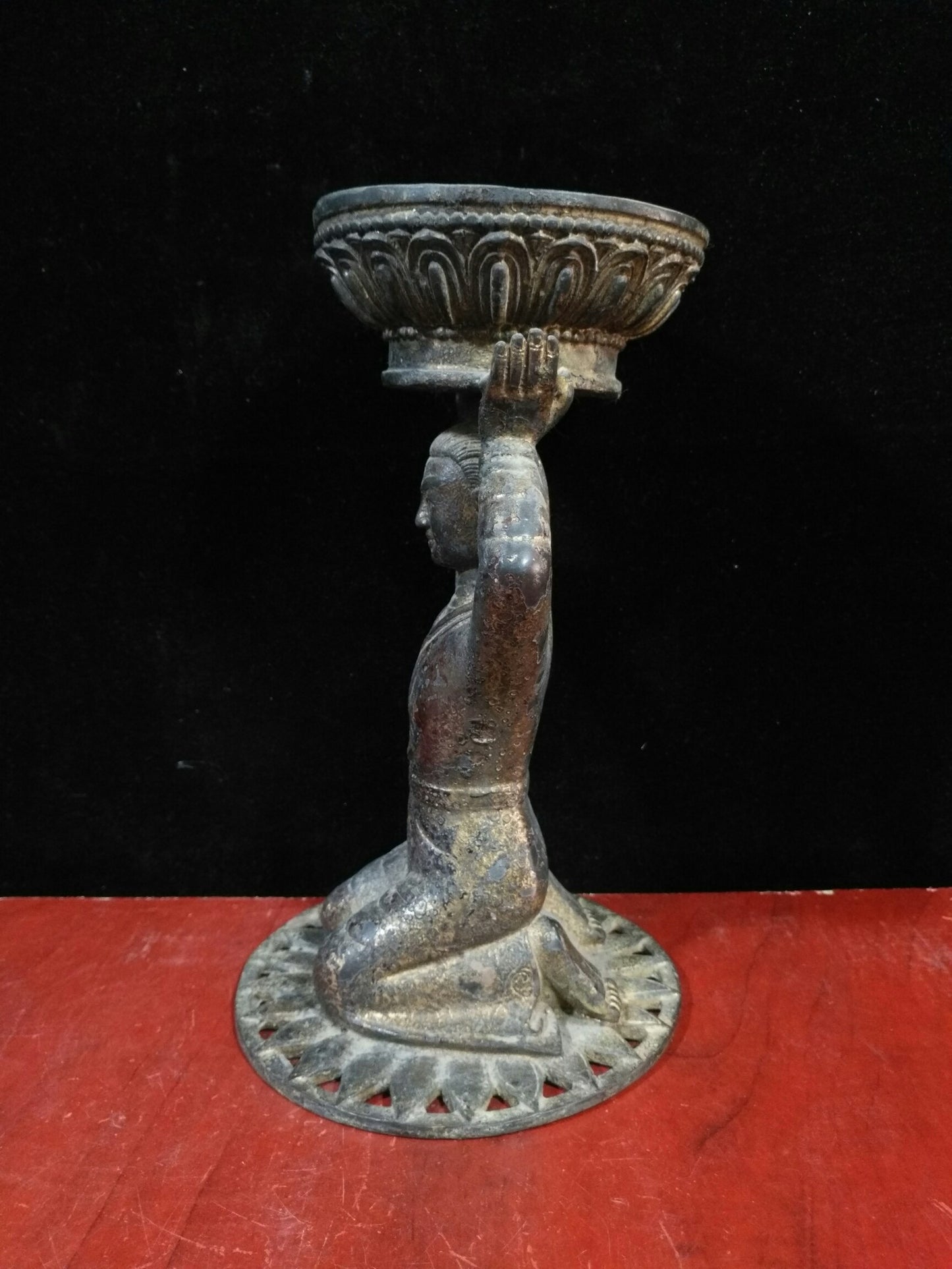 Pure copper maid oil lamp