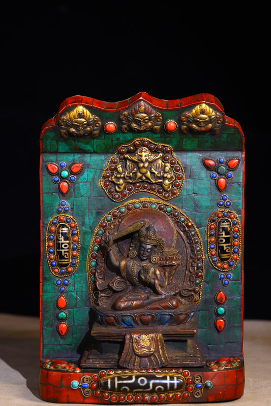 Handmade filigree inlaid gemstones, heavenly pearl Buddha niches