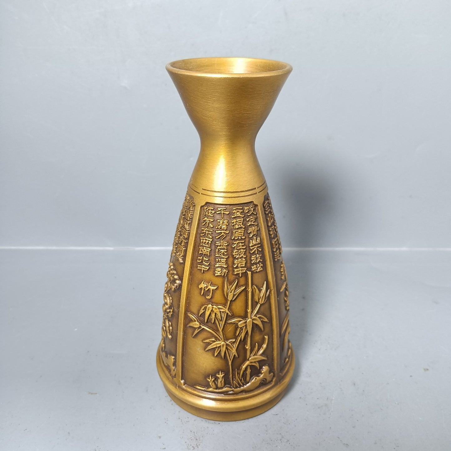 Chinese Antique Pure Copper Plum Orchid Bamboo Chrysanthemum Vase Decoration